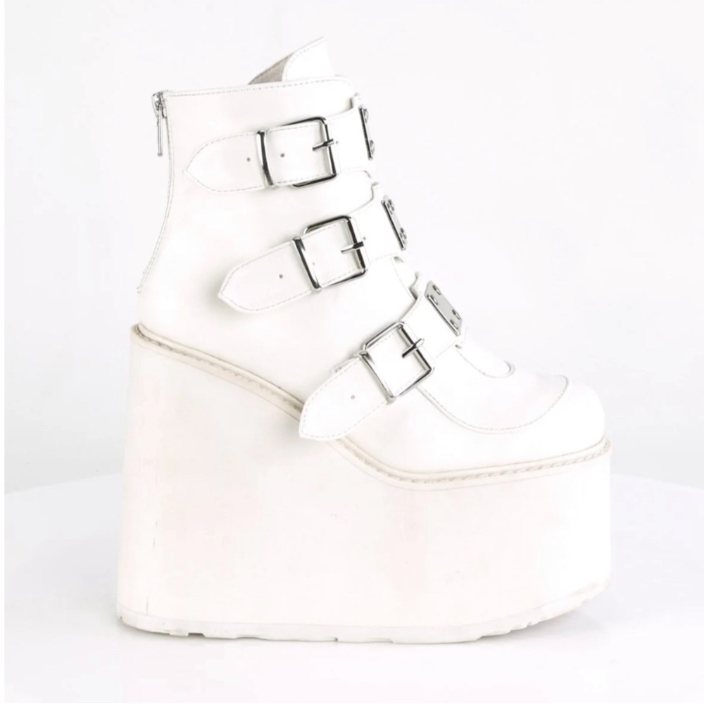 Demonia White Platform Boots